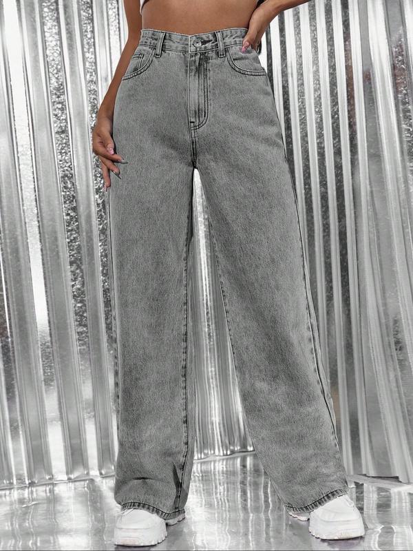 Jean droit ample femme style vintage, jean décontracté pour l'automne et l'hiver, look boyfriend classique