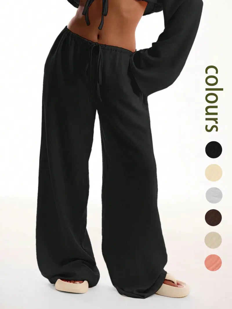 Pantalon uni avec poches pour femme
