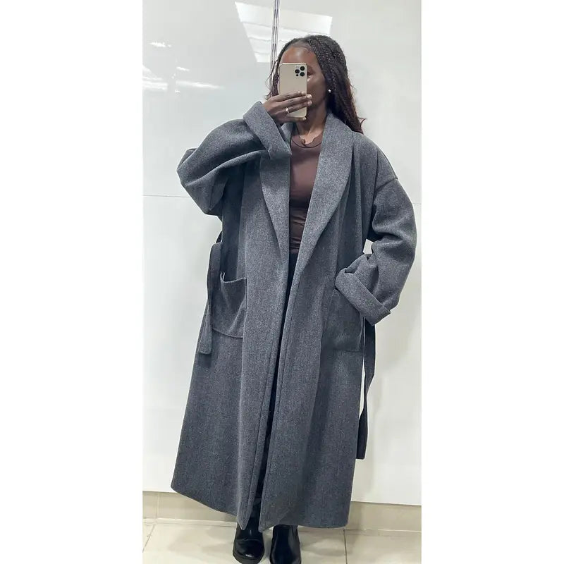 Trench-coat en laine avec ceinture