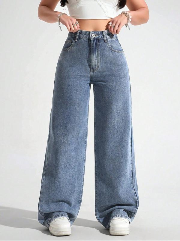 Jean droit ample femme style vintage, jean décontracté pour l'automne et l'hiver, look boyfriend classique