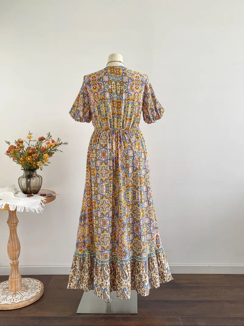 Plus Size Short-Sleeve Floral Print Dress