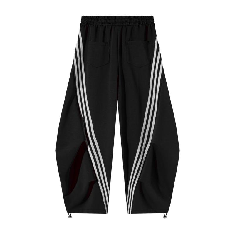 Pantalon de survêtement large et ample rayé pour femme, coupe décontractée, avec taille élastique et poches latérales pour vêtements de sport