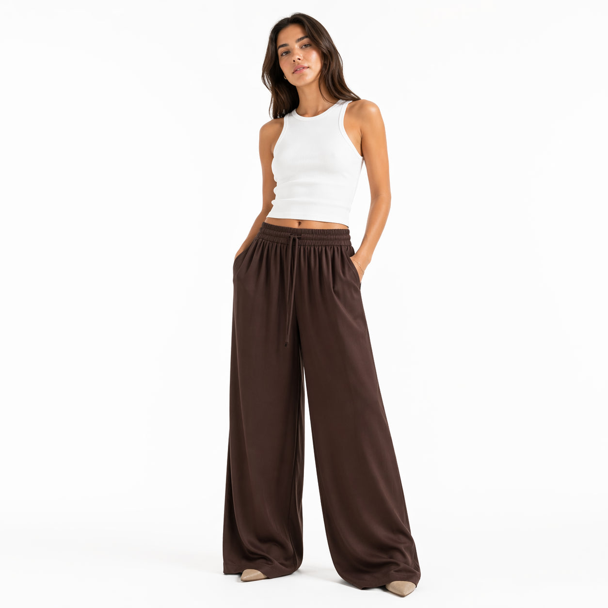 Fluid palazzo trousers – Elegant wide cut, elasticated waist