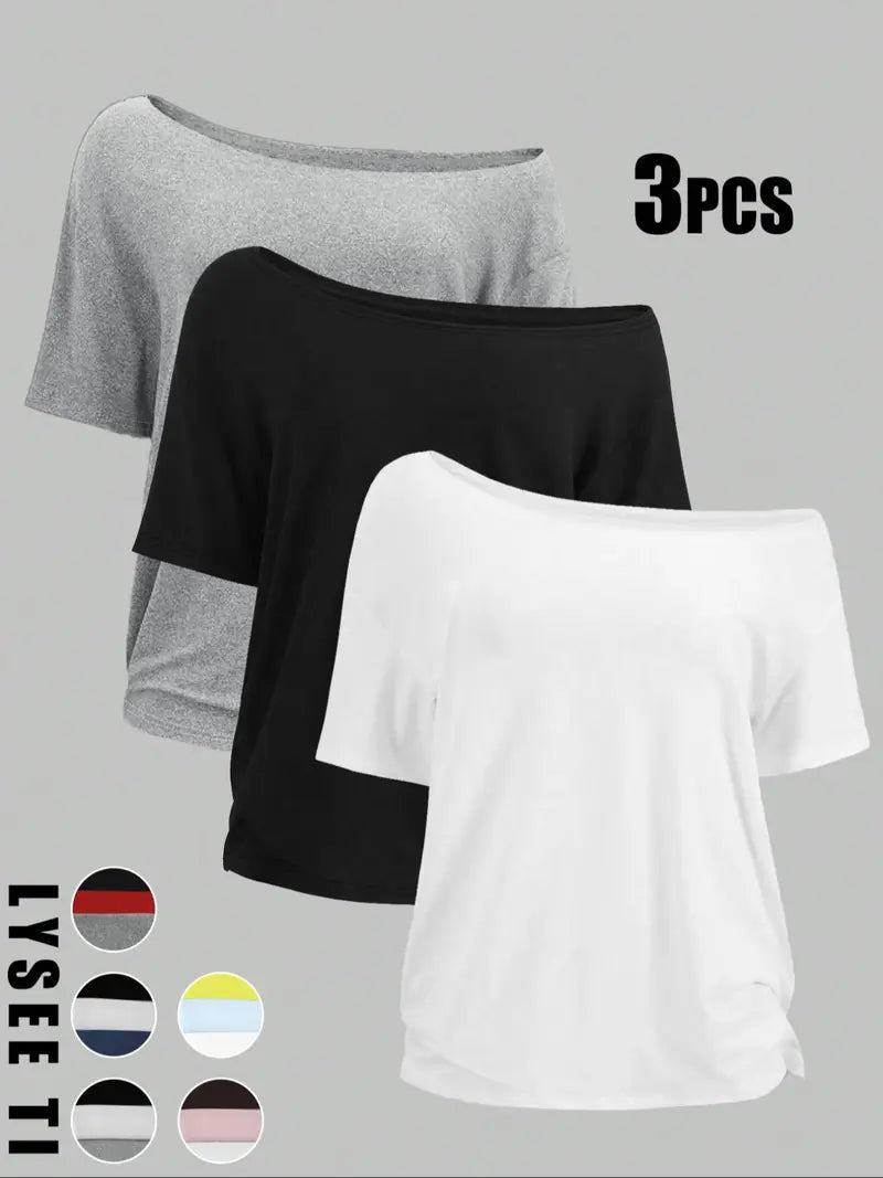 Women's Solid Color Tee, Casual Basic Short Sleeve T-shirt for Daily Wear, Ladies Clothes for All Seasons
