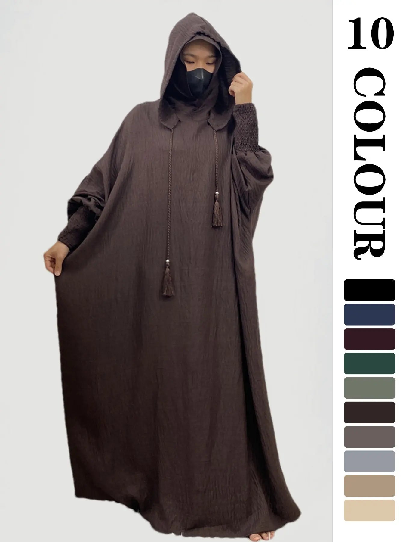 Robe unie à capuche pour femme, robe décontractée à manches longues pour l'automne et l'hiver, vêtements islamiques pour femme à porter au quotidien, vêtements modestes musulmans