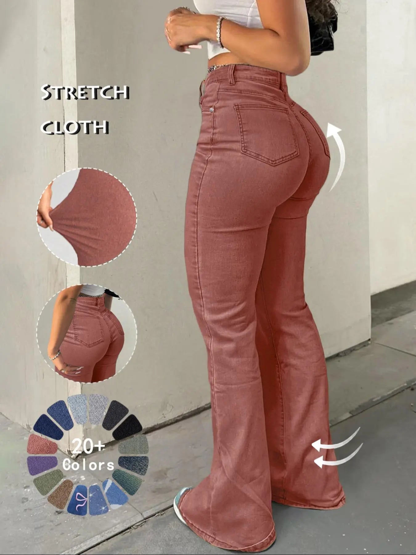 Jean Y2K évasé taille haute pour femme, Jean décontracté en denim avec poches à boutons, Bas pour femme pour le quotidien, Jean 000, Jean femme à la mode et polyvalent, Convient pour le printemps, l'été, l'automne et l'hiver