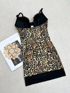 Elegant Leopard Print Body Shaping Dress, Adjustable Strap, Above the Knee, Casual Style, All Seasons, Women's Slimming Skirt, Shapewear