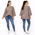 T-shirt uni oversize femme manches longues 100% coton – coupe ample, basique tendance