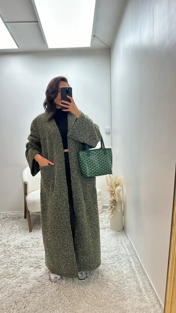 Manteau oversize coupe droite avec deux poches pour femme