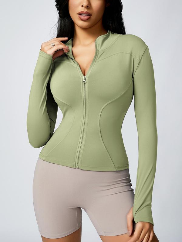 Veste de sport zippée pour femme, haut de sport ajusté à manches longues, vêtements de sport pour femme pour le printemps en intérieur