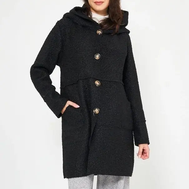 Manteau à capuche boutonnable pour femme automne/hiver, élégant et polyvalent, adapté à diverses occasions.