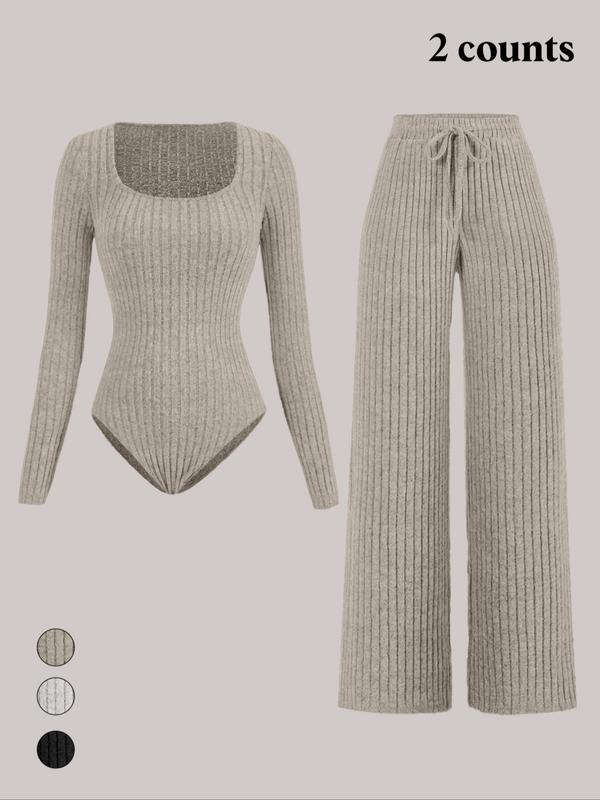 Ensemble salopette en molleton côtelé de couleur unie coupe slim pour femme, pantalon large, tissu confortable et tendance pour le quotidien