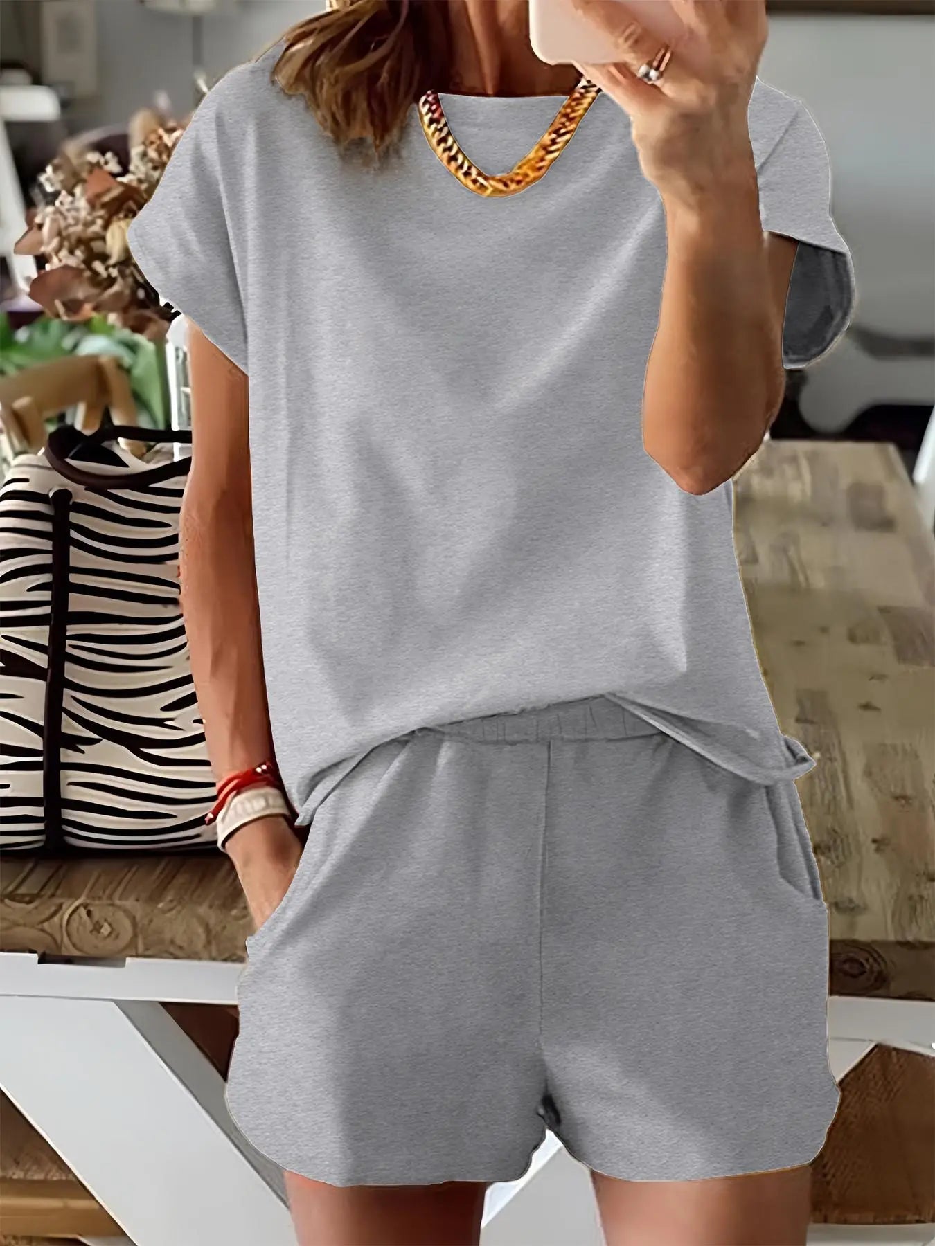 Ensemble deux pièces imprimé lettre pour femme, t-shirt décontracté à manches courtes et pantalon de survêtement pour l'été, vêtements quotidiens pour femme