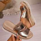 Women's Silver Zipper Hollow Fashion Sandals