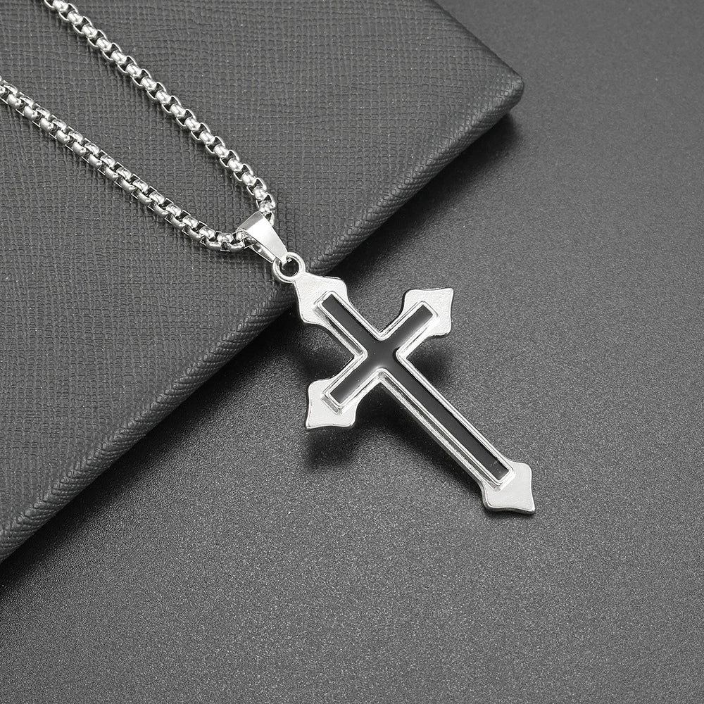 Men Hip Hop Necklace Street Cross Alloy Pendant