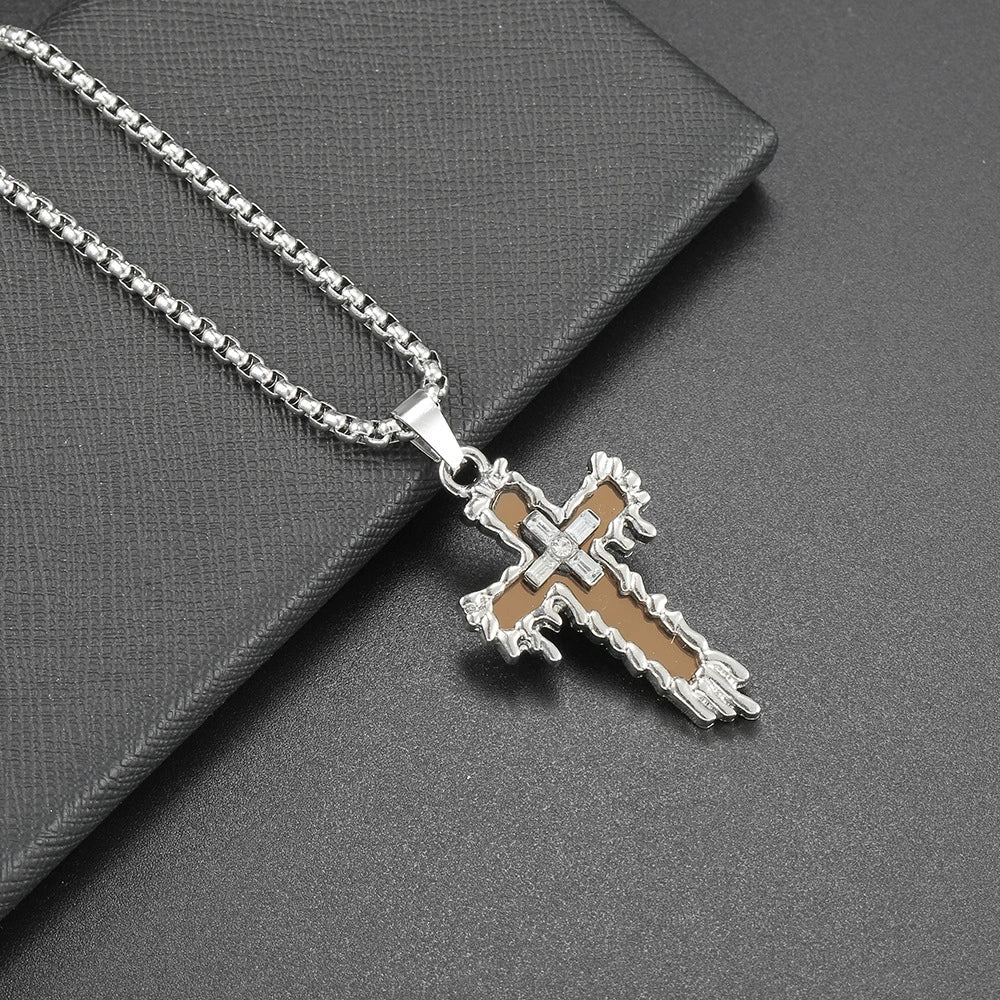 Men Hip Hop Necklace Street Cross Alloy Pendant