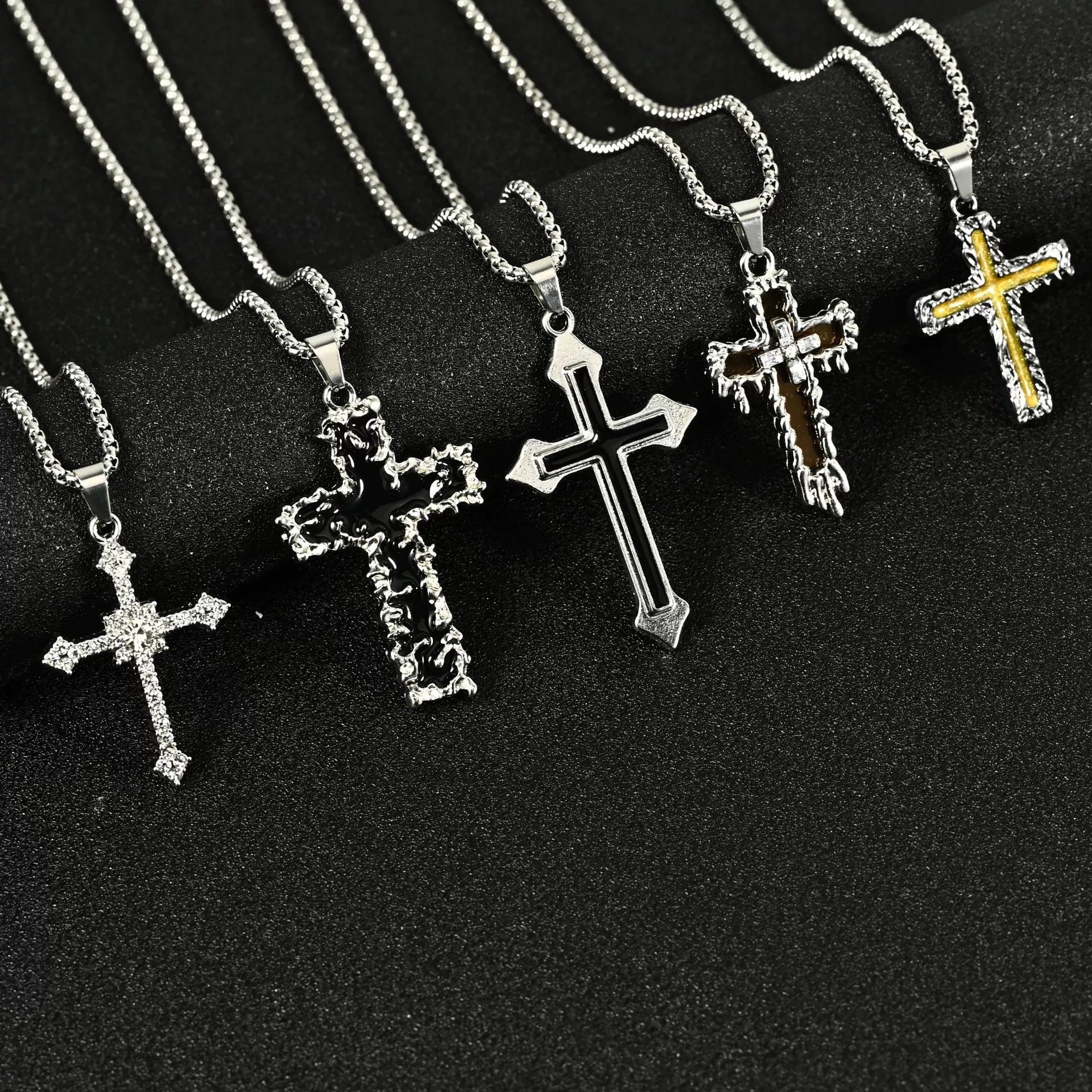 Men Hip Hop Necklace Street Cross Alloy Pendant