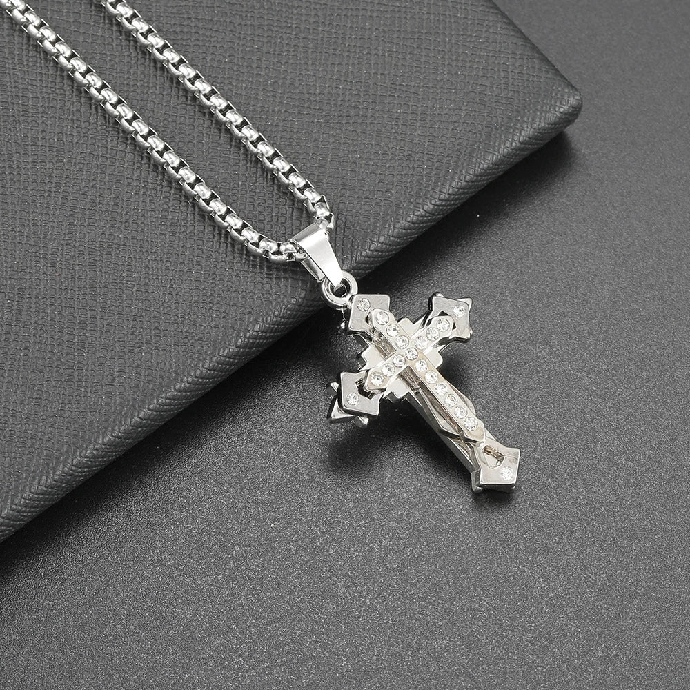 Men Hip Hop Necklace Street Cross Alloy Pendant