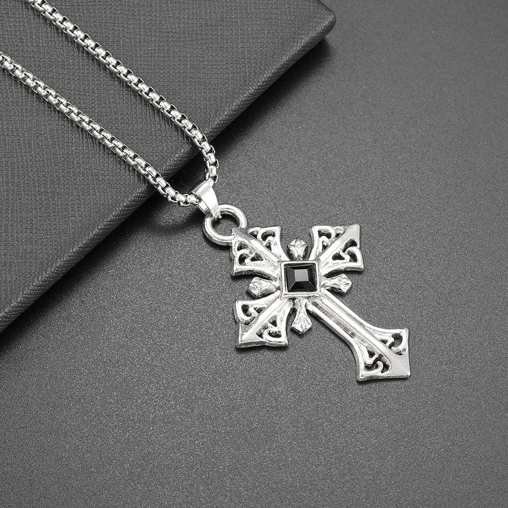 Men Hip Hop Necklace Street Cross Alloy Pendant