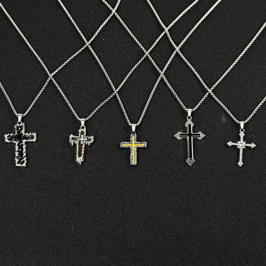 Men Hip Hop Necklace Street Cross Alloy Pendant