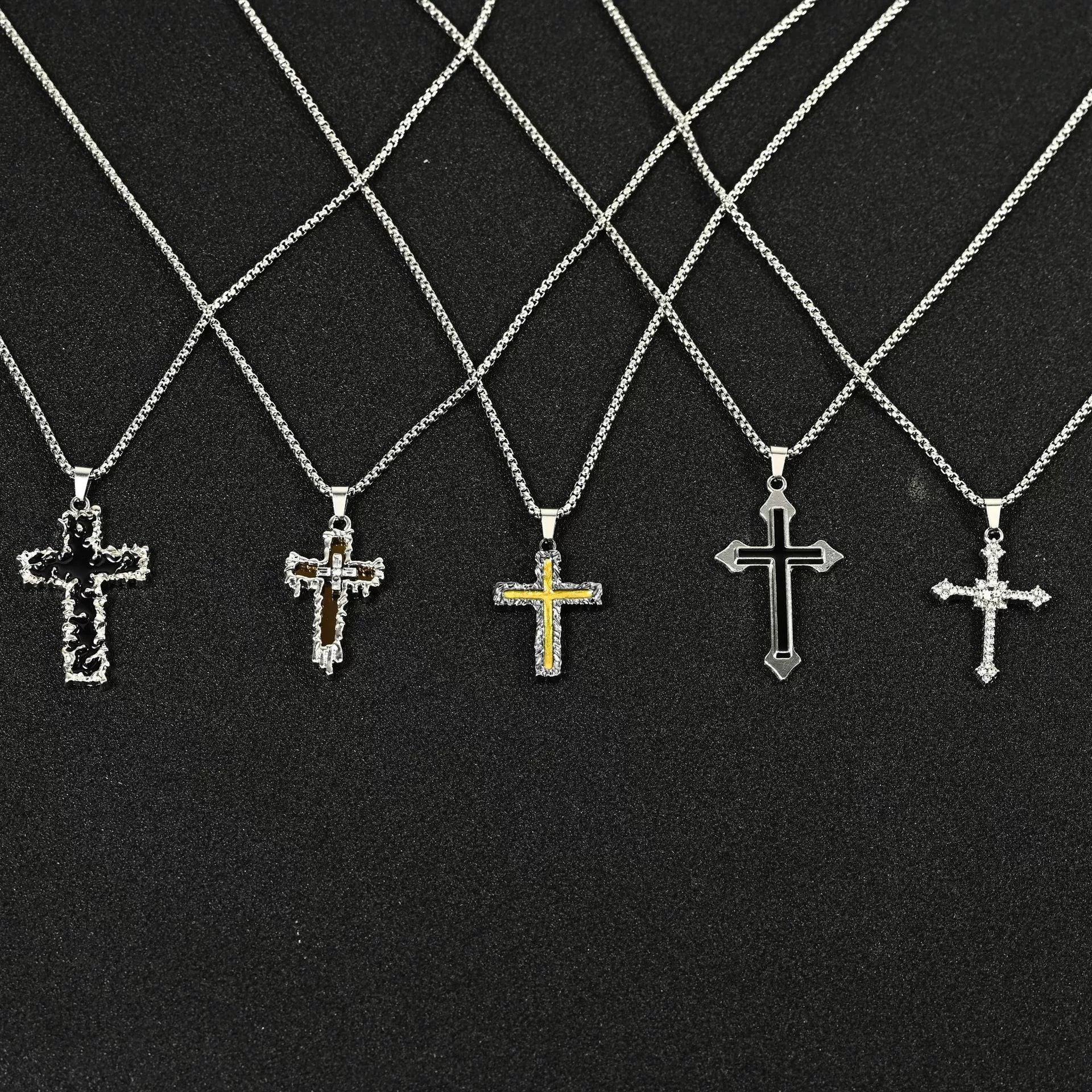 Men Hip Hop Necklace Street Cross Alloy Pendant