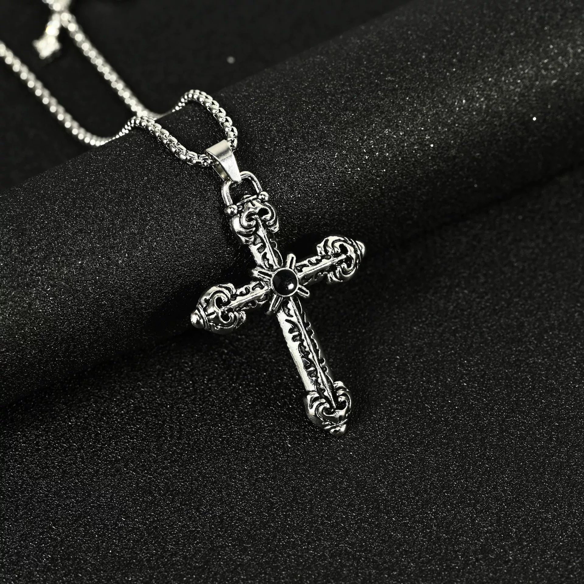 Men Hip Hop Necklace Street Cross Alloy Pendant