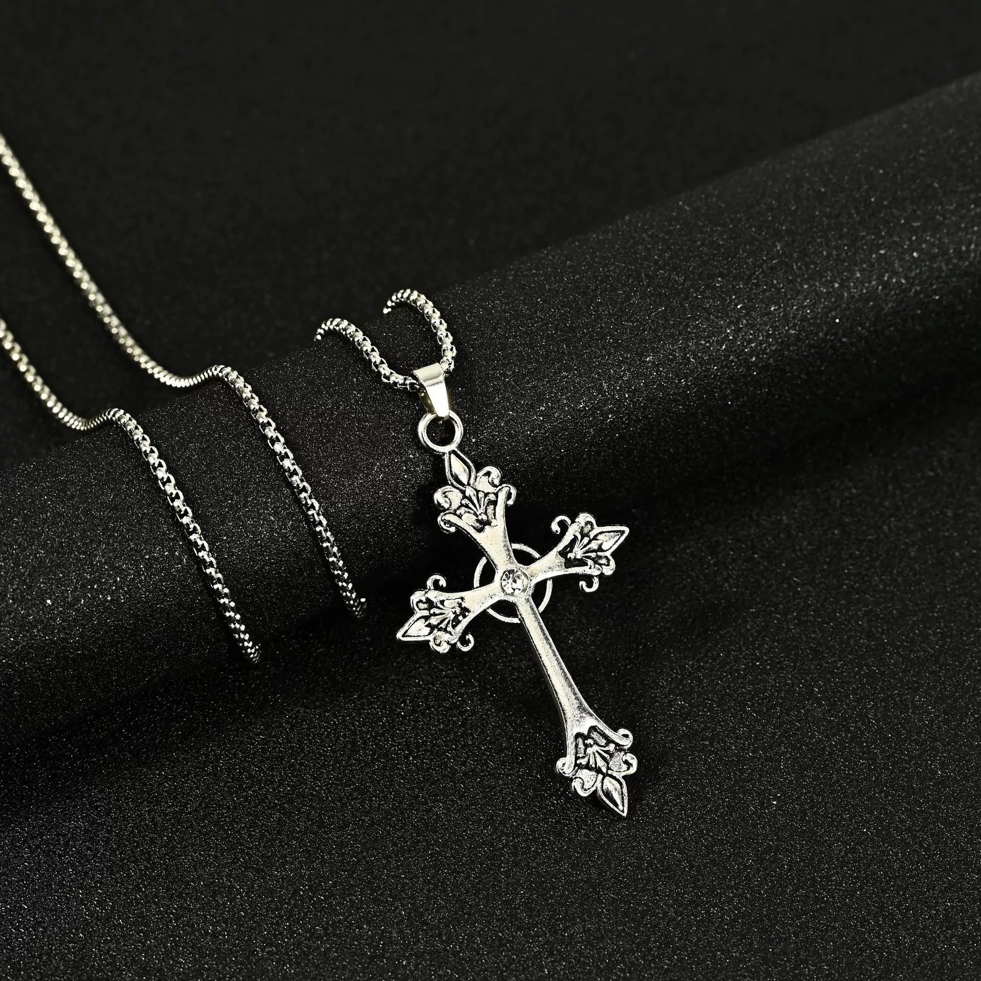 Men Hip Hop Necklace Street Cross Alloy Pendant