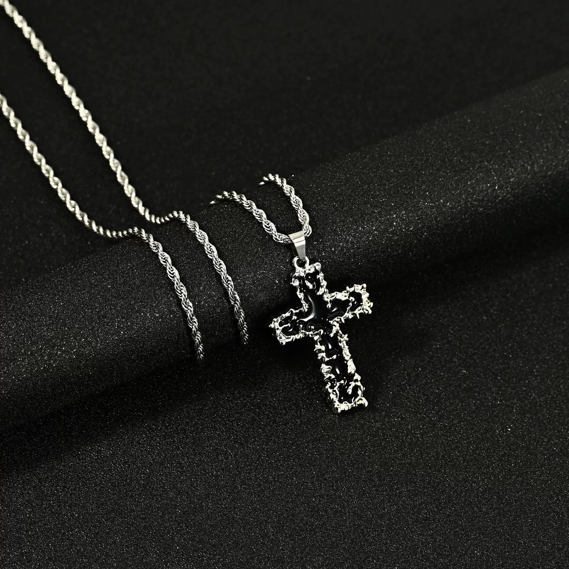 Men Hip Hop Necklace Street Cross Alloy Pendant