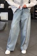 Women's Fashion Gradient Rhinestone Loose Jeans