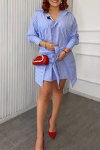 Women's Fashion Commuter Double Layer Design Shirt Dress