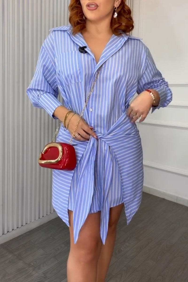 Women's Fashion Commuter Double Layer Design Shirt Dress