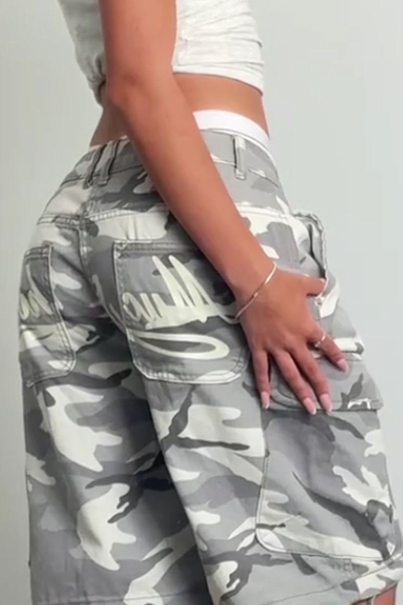 Women's Printed Tie Waist Cropped Wide Leg Trousers