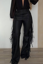 Women's Trendy Side Drape Leather Pants