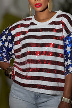 Women's Casual Pattern Sequin Loose T-Shirt