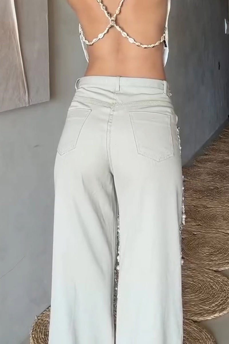 Women's Fashion Bestseller Beaded Fringe Trim Pants