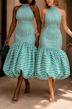 Women's Elegant Slim-Fit Bud-Hem Stripe Dress