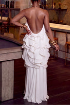 Women's Fashion Backless Ruffle Maxi Dress