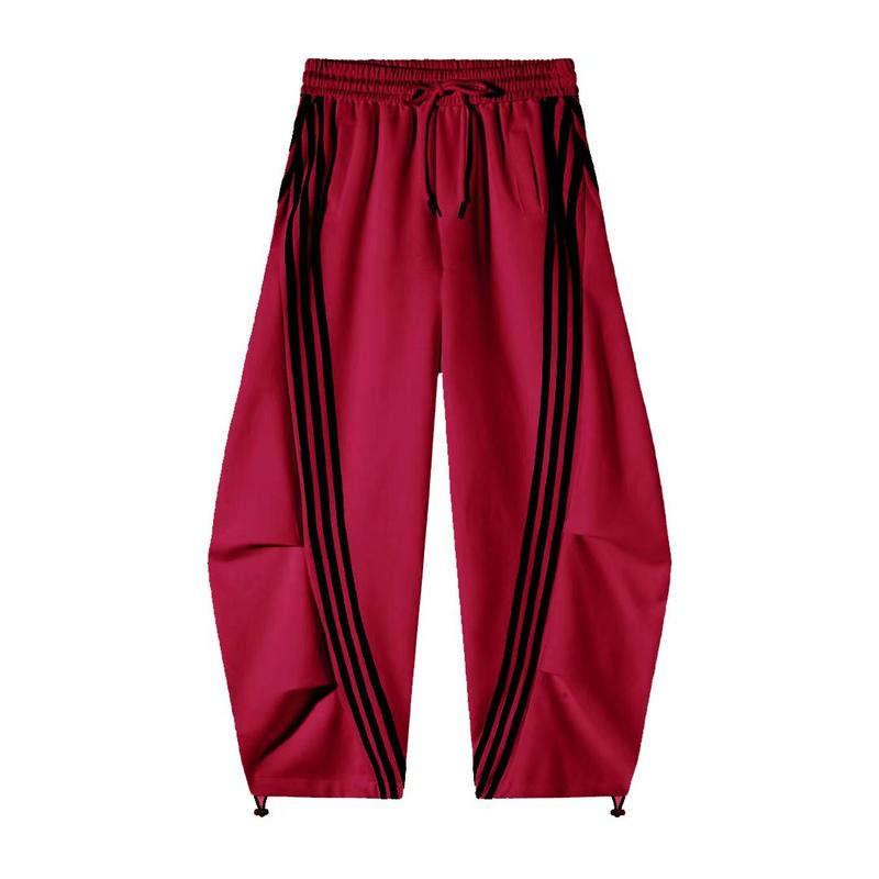 Pantalon de survêtement large et ample rayé pour femme, coupe décontractée, avec taille élastique et poches latérales pour vêtements de sport