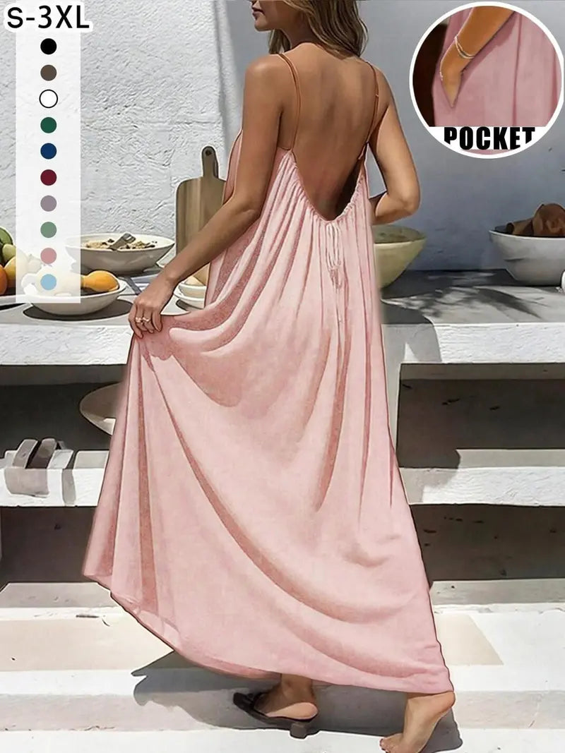 Nouvelle robe de nuit ample sans dos pour femme, robe de pyjama, tenue d'intérieur, chemise de nuit, débardeur long, vêtements pour femmes, plusieurs couleurs et tailles disponibles