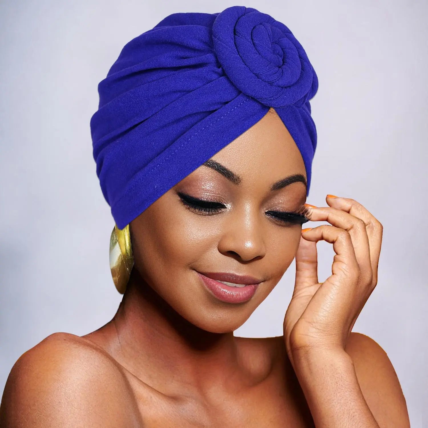 Chapeau turban élégant de couleur unie avec fleur pour femme, foulard décontracté et tendance, accessoires de mode pour un usage quotidien