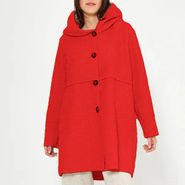 Manteau à capuche boutonnable pour femme automne/hiver, élégant et polyvalent, adapté à diverses occasions.