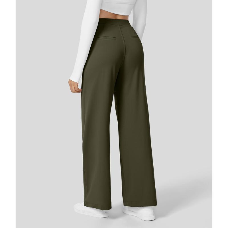Pantalon de travail droit taille haute avec poches, Tenues d'affaires décontractées pour femmes, Vêtements de sport et de plein air pour femmes