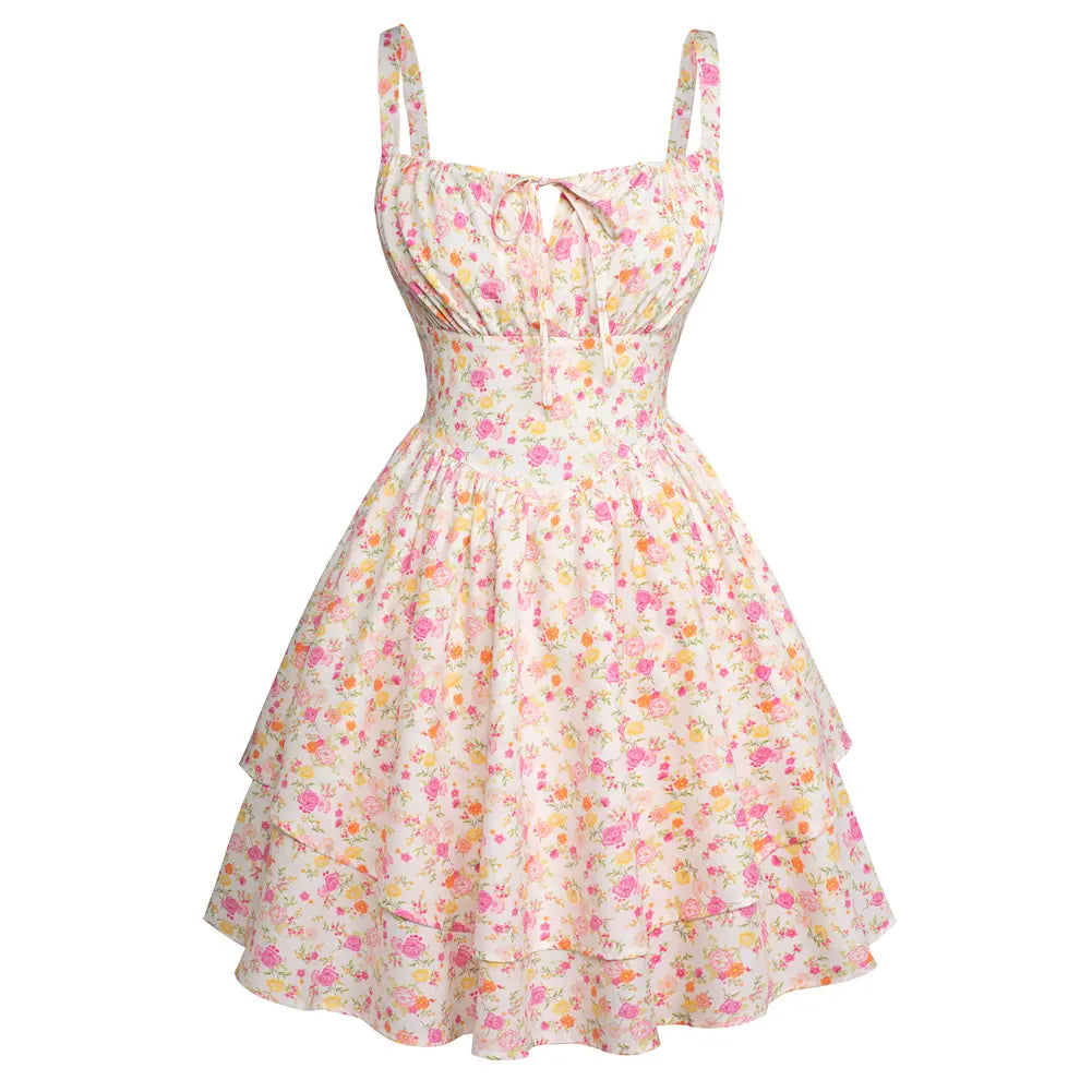 Mini-robe Corset Fleurie, Style Décontracté et Vacances