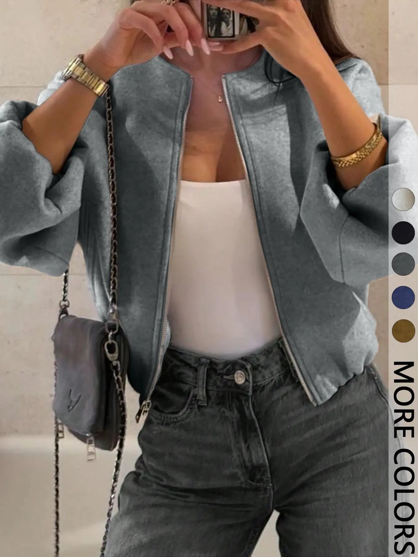 Manteau Veste Zippée Femme, Vêtement d'extérieur décontracté pour femme, Parfait pour le quotidien en automne et en hiver, Coupe ajustée, Tissé, Épaisseur de tissu modérée