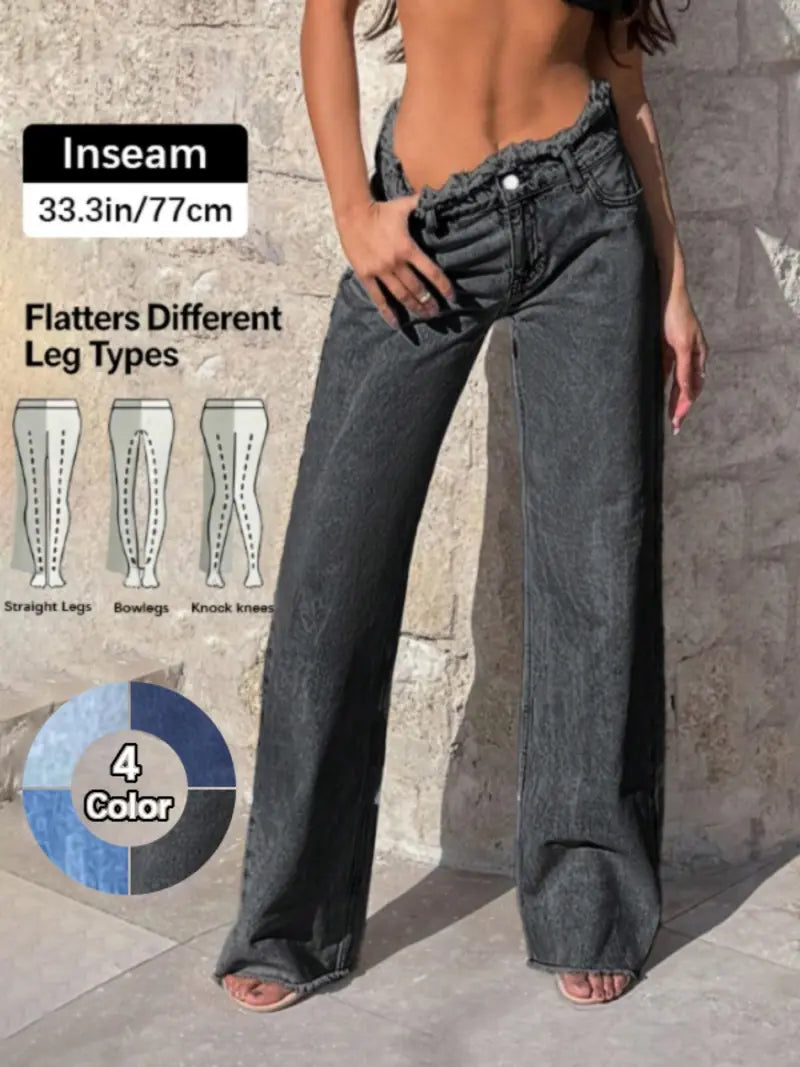 Jean ample taille haute pour femme