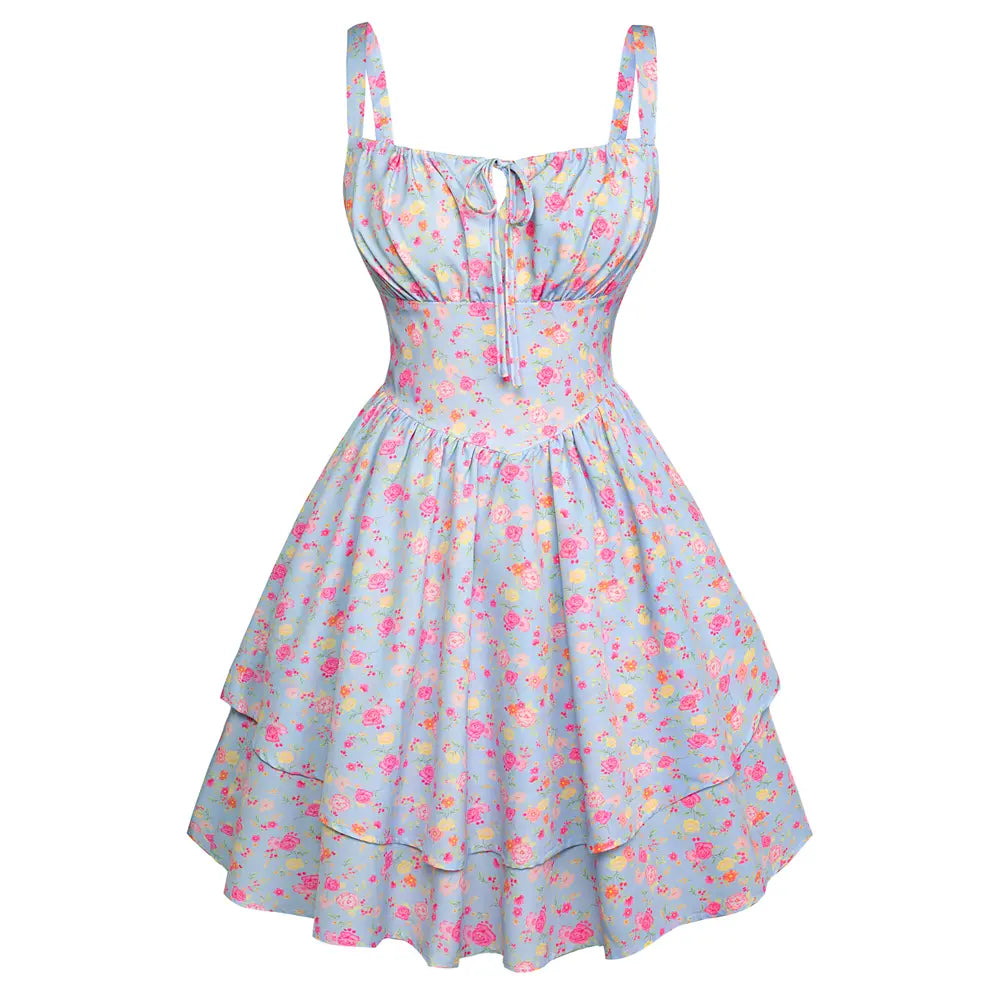 Mini-robe Corset Fleurie, Style Décontracté et Vacances