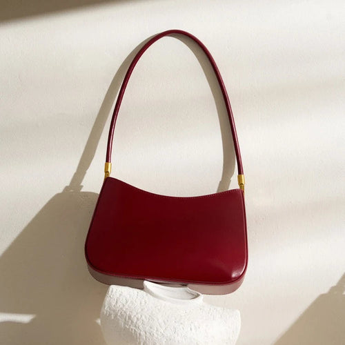 Red Leather Bag French Shoulder Handbag