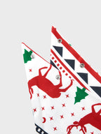 Family Christmas Pajamas All Over Reindeer Print Long-sleeve with Christmas Socks (SGS Certied Safety) Red+White