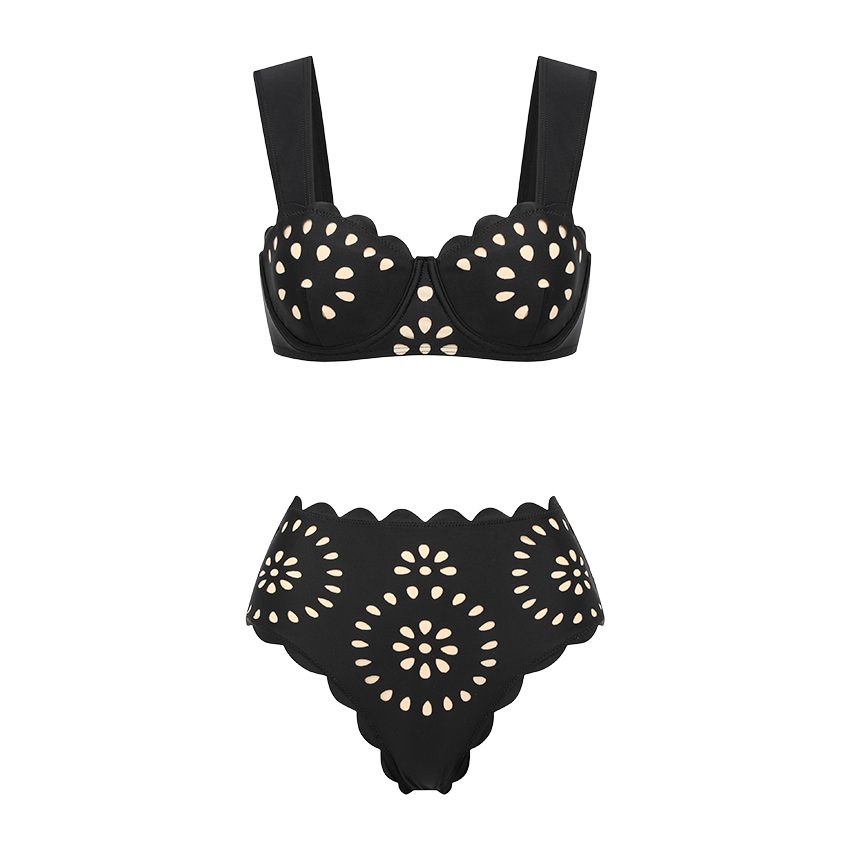 Ensemble(s) maillot de bain noir ajouré à armatures