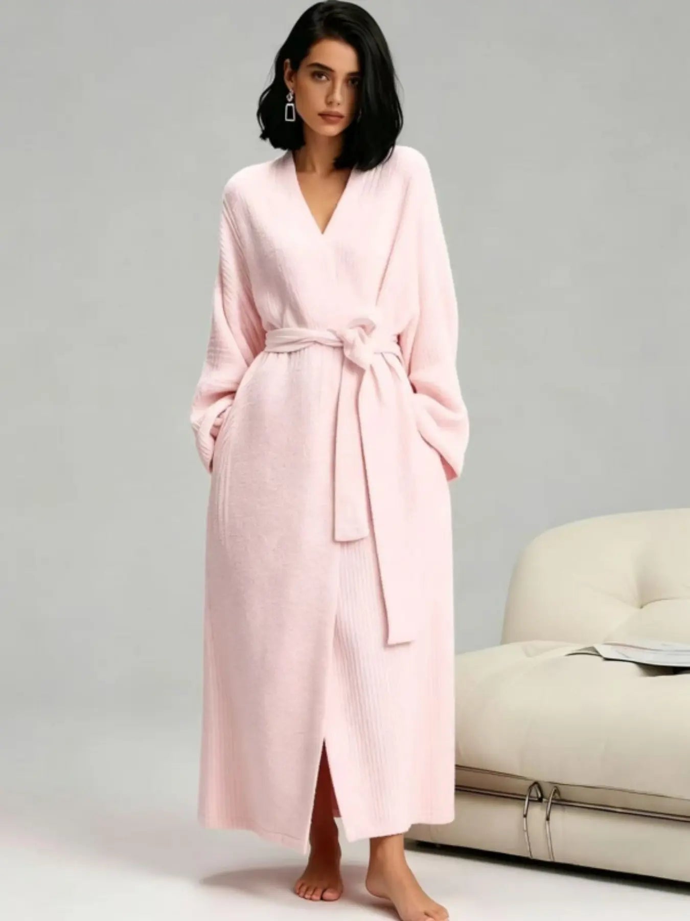 [DOUX et moelleux] Peignoir polaire double face pour femme | Vêtements de détente en peluche épais et longs | Pyjama chaud en flanelle pour l'automne et l'hiver | Doux, confortable et portable à l'intérieur et à l'extérieur